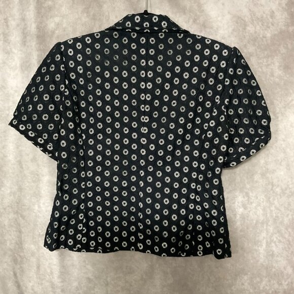 Samuel Dong RETRO Textured Flower Design Short Sleeve Jacket BLAZER Top Medium - Picture 6 of 6